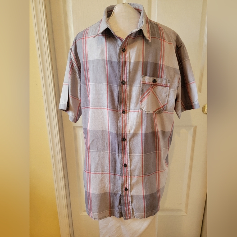 Y2k - TONY HAWK PLAID BUTTON DOWN SHORT‎ SLEEVE SHIRT (sz XL)